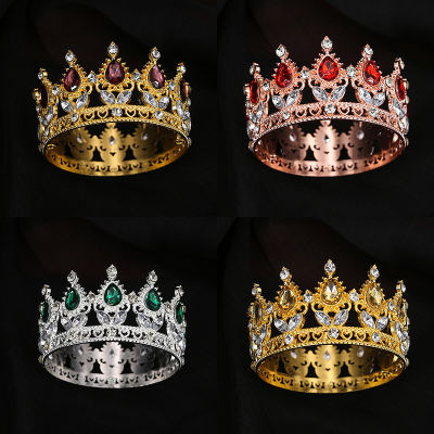 Rhinestone Crystal Theme Party Tiara Metal Crown Cupcakes Cake Decoration Round Crown