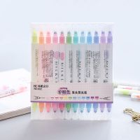 Bview Art 12/24 Colors Double Headed Highlighter Pen Set Fluorescent Markers Highlighters Pen For School Office Student Supplies