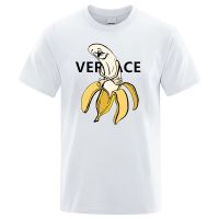 Top T-Shirt Anime Banana Print Cotton Round Neck Short Sleeve T-Shirt For Men And Couples Loose Plus Size Y2K Fashion S-4XL-5XL-6XL