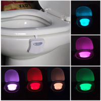 Bluener LED Toilet Seat Light Bathroom Auto-Sensing Motion Activated Night Lamp 8 Color Changes Light