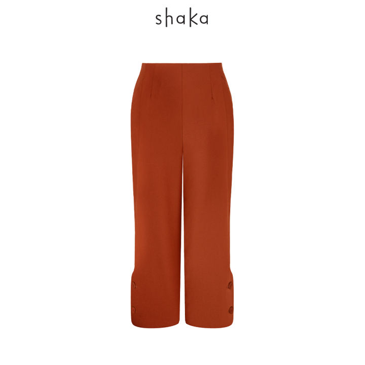 shaka-ss21-lady-cropped-pants-pn-s210606-กางเกงขายาวทรงครอป-ขอบเอวในตัว-ใส่ซิปซ่อนด้านหลัง