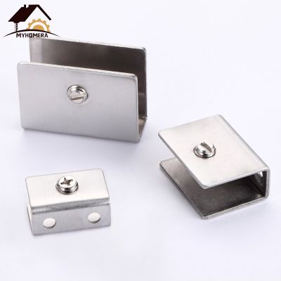 Myhomera 304 Stainless Steel Glass Clamps Shelves Support Corner Bracket Glass Clips Square Wall Mounted Adjustable fit 5-13mm Clamps