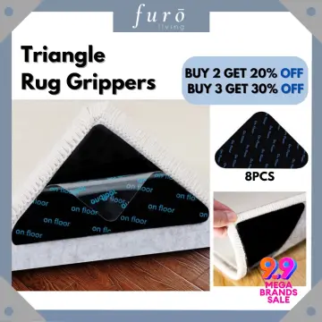 4PCS Triangle Shape Non-Slip Design Non Slip Rug Grippers, Rug Pads  Grippers, Reusable and Washable Tape for Rugs,for Hardwood Floors and  Tile,Easily Peel Off , Dual Sided Adhesive Gripper Keep Corners Flat (
