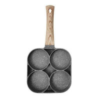 4 Hole Fried Egg Burger Pan Non-stick Ham Pancake Maker Wooden Handle Suitable For Gas Stove And Induction Cooker Kitchen Tools