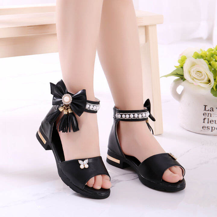 Girls Princess Sandals 2022 Summer Sandals Kids for Party Children's Shoes  Pearl Tassel Soft Bottom Korean Roman Size 27-37 | Lazada