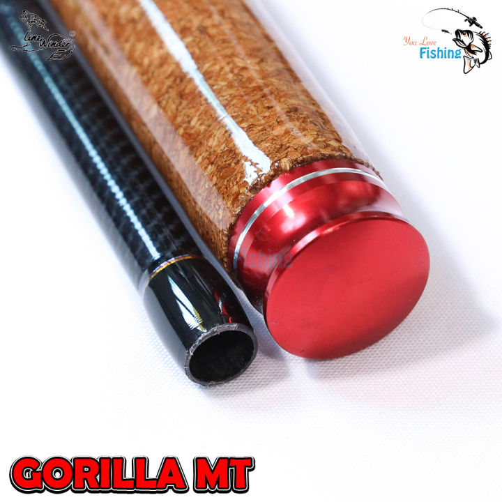 คันสปินหน้าดิน-ค่ายหมาป่า-line-winder-รุ่น-gorilla-mt-กอลิล่าเอ็มที-คัน-2-ท่อน-การันตีความเหนียว-เฟรมไกด์แต่ง-ชุบไทเทเนียมสีรุ้ง