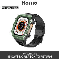 Hoyelo 49mm Modification Kit for Apple Watch Ultra Zinc Alloy Case Cover Silicone Strap for iwatch Ultra 49mm Replacement Accessories