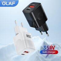 Hjghfhf Olaf 35W เครื่องชาร์จ GaN USB PD ผนัง2พอร์ตปลั๊ก Eu สำหรับ Iphone 13 14แท็บเล็ตสูงสุดโทรศัพท์