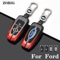 ZOBIG สำหรับฟอร์ด Key Fob ปกรถเชลล์กรณีที่สำคัญกับพวงกุญแจทองพอดีฟอร์ดฟิวชั่น F150 F250 F350 F450 F550ขอบ Explorer เดิมการควบคุมระยะไกลที่สำคัญ