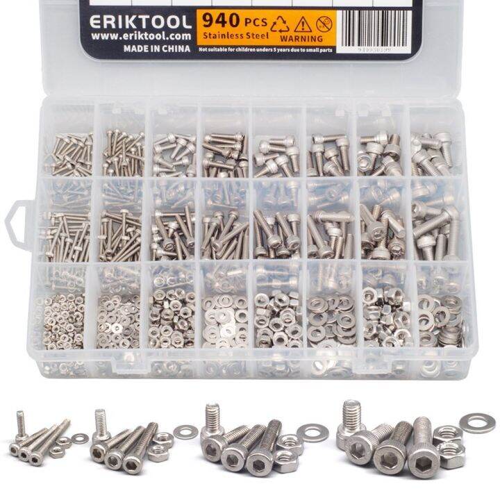 orfvqu98 940Pcs M2 M3 M4 M5 hex screw kit stainless steel hex socket