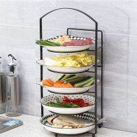 ☞™ Kitchen Portable Food Shelver Countertop Multi-layer Dish with Food Storage Rack Household Wall Hanging Hot Pot Plate Shelf