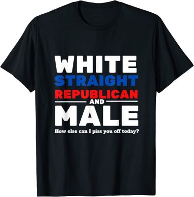 White Straight Republican Male Shirt Short Sleeve Printed Men T Shirt Casual O Neck Summer Street Style Cool Funny Loose T shirt XS-6XL