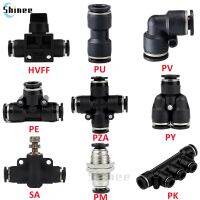 High Quality Black Pneumatic Fitting Pipe Connector Tube Air Quick Fittings 3/4/6/8/10/12/14/16mm PU PY PK PE PV SA HVFF  PZA PM Hand Tool Parts Acces