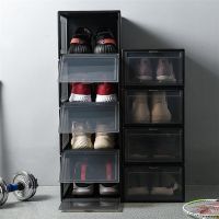 (cerci household goods)กล่องรองเท้าพลาสติกหนาที่เก็บกล่องรองเท้าหนากันฝุ่นรองเท้ารวมกันกล่องตู้รองเท้าพับได้โปร่งใส