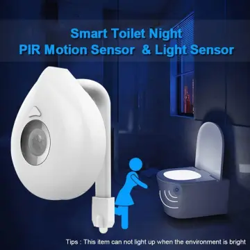 Motion Sensor Toilet Light, Body Auto Motion Activated LED Toilet Seat Bowl  Night Light Lamp 8-Color Changing Tolit lights (2 Pack) 