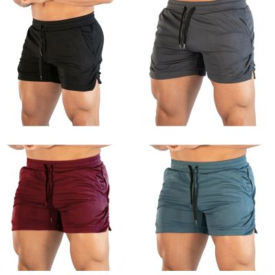 Newest Mens Solid Color Shorts Mid Waist Fitness Training Running Elastic Drawstring Wild Casual Summer Sportswear Shorts