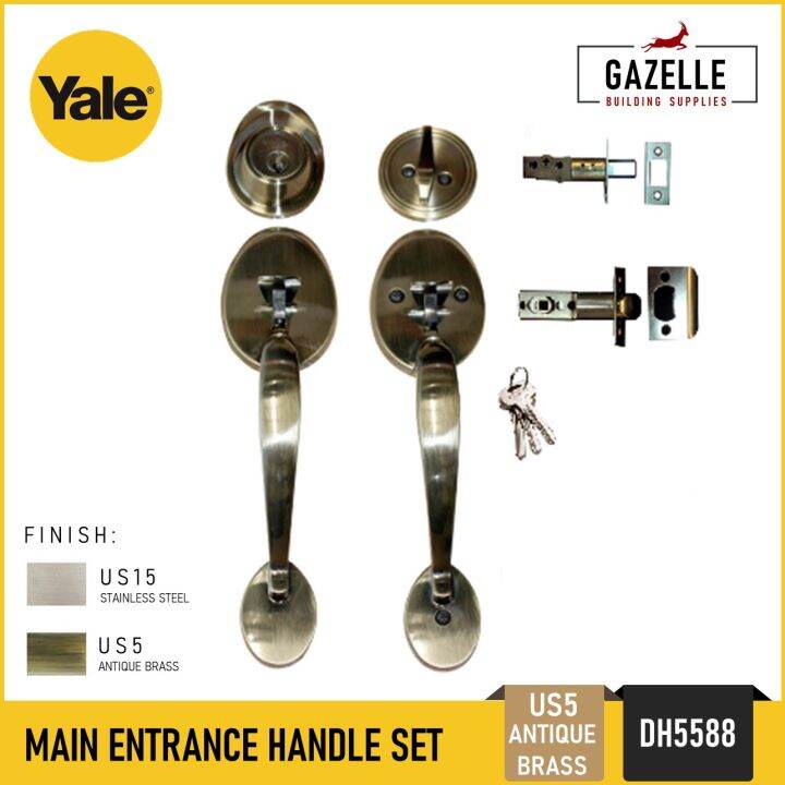 Yale Main Entrance Handle Set Double Sided Single Cylinder Door Knob ...