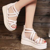 COD สินค้าแฟชั่นIELGY  Muffin womens shoes thick bottom with flat female sandals Roman shoes Wqe8