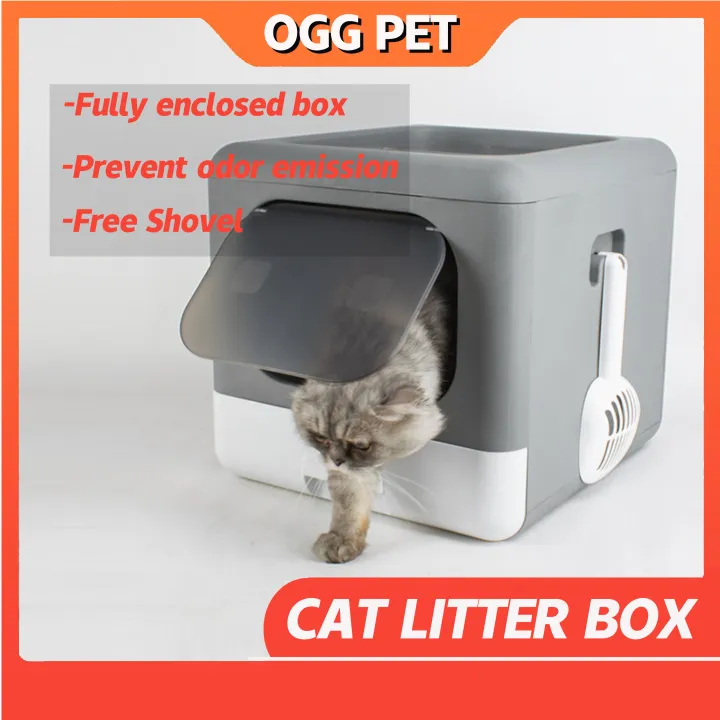 OGGPET Foldable Cat Litter Box Large Size Fully Enclosed Box With ...