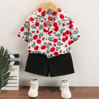 Boys Summer Short Sleeved T-Shirt Shirt Trousers Suit Baby Summer Clothing Thin Retro Style Handsome Shirt T-Shirt Two-Piece Set