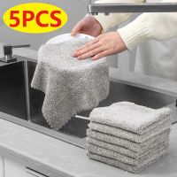 5pcs Microfiber Towel Absorbent Kitchen Cleaning Cloth Non-stick Oil Dish Towel Rags Napkins Tableware Household Cleaning Towel