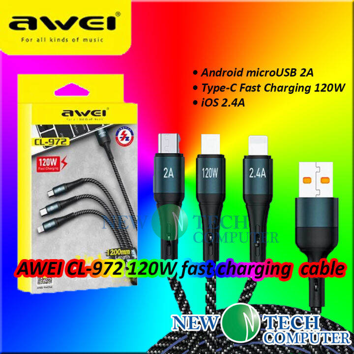 AWEI CL 972 120W FAST 3in1 MULTI CHARGING CABLE Lazada