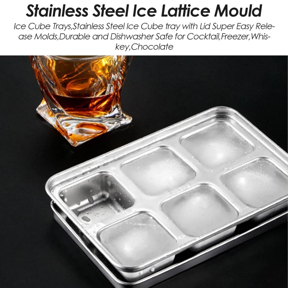 2pcs Ice Cube Trays Silicone Sphere Ice Cube Mold With Lid Large Square Ice  Tray Melt Slowly And Less Dilution For Whiskey Cocktails And Homemade  Freezer Easy Release - Home & Kitchen 