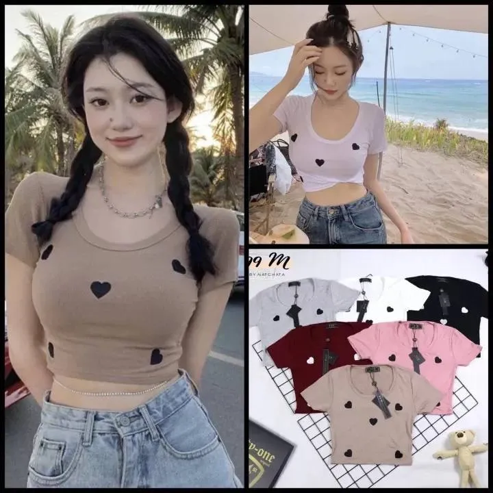 ⭐พร้อมส่ง เสื้อครอปงานปักรูป ป้ายห้อย99m⭐เข้ารูปทรงสวยสุดๆฟรีไซร้อก32