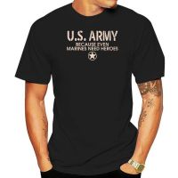 เสื้อยืดโอเวอร์ไซส์สหรัฐอเมริกา เสื้อยืดลําลอง ผ้าฝ้าย แขนสั้น คอกลม พิมพ์ลาย Army Because Even Marines Need Heroes 1802  GO27