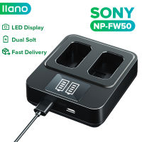 LLANO เครื่องชาร์จแบตเตอรี่กล้อง NP-FW50 LED USB Dual Solt Camera Battery Charger for A6000 A6500 A5100 A7rM2 A7sM2 RX10 ILCE- A7R2 แบตเตอรี่กล้องดิจิตอล SONY Digital Camera Battery Charge