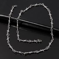 Punk Thorns Chain Necklace Long 70cm Chains Streetwear Barbed Wire Brambles Hip Hop Necklaces For Women Men Harajuku Jewelry Fashion Chain Necklaces