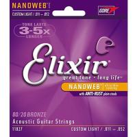 Elixir สายกีตาร์โปร่ง Nanowep CUSTOM LIGHT /.011-.052 (11027) สายแท้ผลิตจีน รับประกันเคลือบไม่ขึ้นสนิม