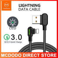 Mcdodo CA-467 90 ° Lightning Gaming Cable สำหรับ iPhone ชาร์จเร็ว 0.5M / 1.2M / 1.8M