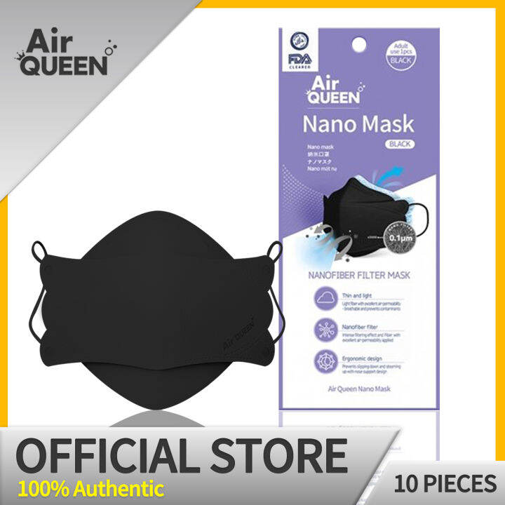 10pcs AirQueen BLACK Nanofiber Filter Mask | Lazada PH