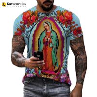 2023 Hot Sale Guadalupe Virgin Mary Catholic Cosplay 3D Printed T-shirt Men Women Fashion Casual Streetwear Tops Mens Clothing