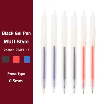10Pcs 0.38/0.5mm Gel Pen Black/Red/Blue MUJI Ink Pens School Office Supply  Stationery for Student Business Signature Ballpoint