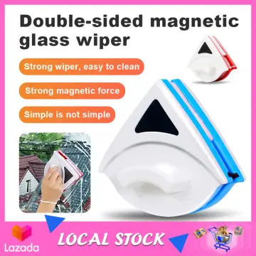 2pcs Double-sided Magnetic Window Cleaner, Window Brush, Triangle Shape Window  Cleaner Glass Wiper, Window Surface Wiper Brush, Window Glass Brush For