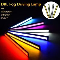 ﺴ◊☇ HAOLIDE Car LED COB DRL Daytime Running Light 17cm White Blue Red Waterproof Universal Car LED Strip Light External Lights 12V