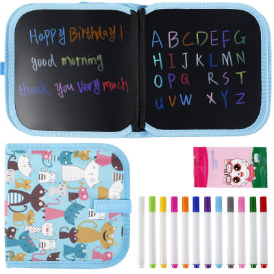 Repeated Use Drawing Book Set Erasable Painting Book Black Board with12 Magic Pen Kids Coloring Books Learning Toy for Children