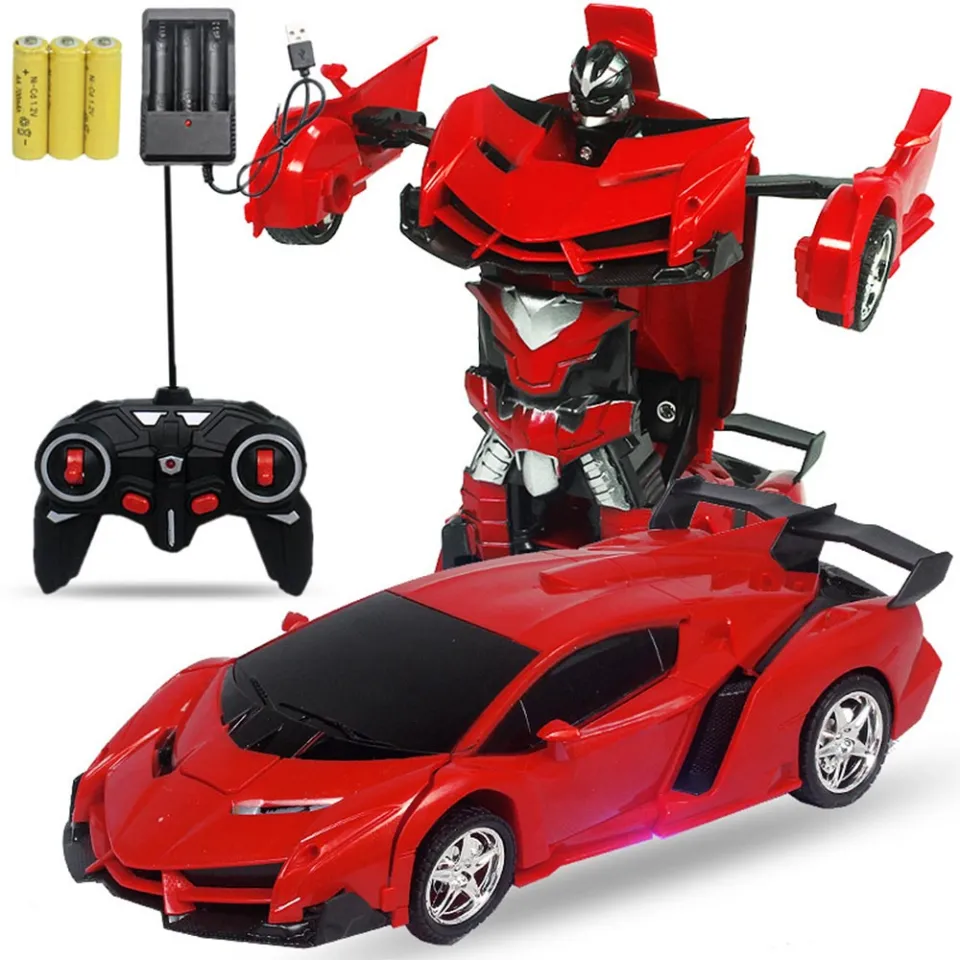  YZBHHWW RC Remote Control Car 1:18 Deformed Remote Control Car  Children's Toy Car 360°Rotating, One-Button Deformation, Car Robots Can Be  Switched at Will Cool Light Music Boy and Girl Toy Car 