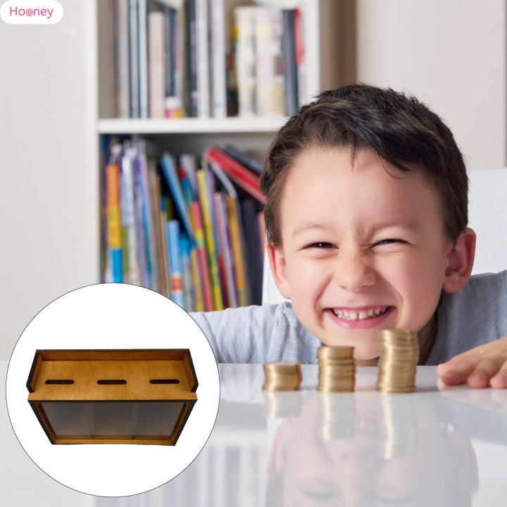 hooney-กล่องไม้จัดระเบียบกล่องเงินทำจากไม้สำหรับเครื่องประดับโต๊ะกระปุกออมสิน