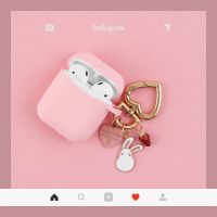 Cute Pink Silicone Case for Apple Airpods Case Accessories Bluetooth Earphone Cartoon Protective Cover Rabbit Key Ring Wireless Earbud Cases