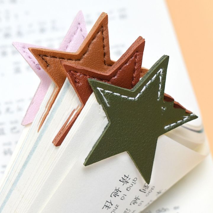 cross-border-leather-five-pointed-star-bookmark-mini-portable-gift-book-page-book-corner-protector-teacher-book-marks-book-nook