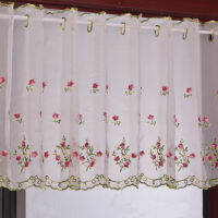 ลูกไม้ Pastoral ปักดอกไม้สั้น Voile ผ้าม่านมุมมอง Pelmet Valance สำหรับห้องครัวห้องน้ำในร่มระเบียง Bay Window