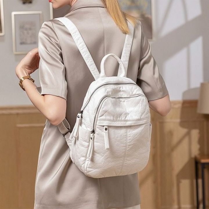กระเป๋าเป้สะพายหลังของผู้หญิงกระเป๋าสะพายหลังกระเป๋าสะพายไหล่-pu-นิ่มสองชั้นกระเป๋าเป้กระเป๋านักเรียน