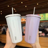 600Ml Stainless Steel Coffee Mug Thermo Mug With Straw Lid Water Bottle Beer Mugs For Tea Cup Thermos Cup Insulated Tumble