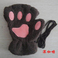 Cat paw gloves winter cute cartoon cat girl fingerless gloves thick fluffy bear paw half finger gloves G22