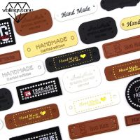50Pcs Wholesale Mix Label Handmade Tags PU Leather Handmade With Love Tags Garment Label For Clothes Sewing Supplies DIY Crafts Stickers Labels