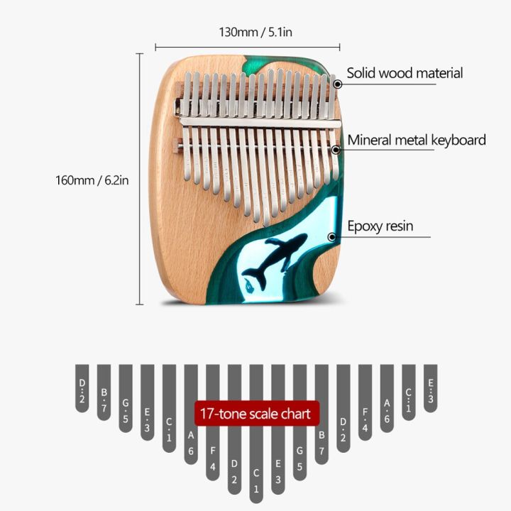 17คีย์เปียโนนิ้วหัวแม่มือบีชเปียโนไม้เปียโนนิ้วแบบพกพาขนาดเล็กคีย์บอร์ดเครื่องดนตรี