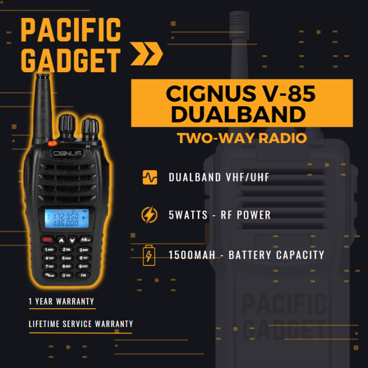 Cignus V85 Dualband VHF/UHF Portable Two Way Radio 1 Year Warranty